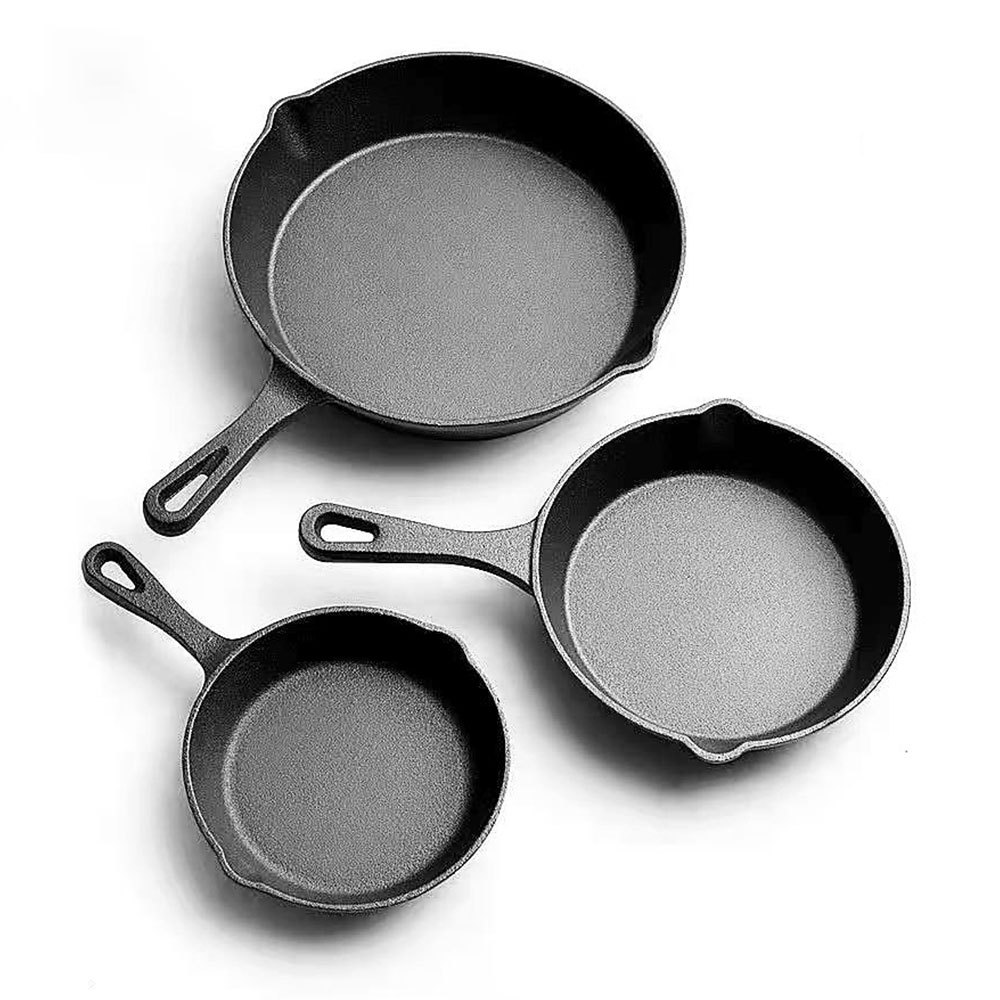 3pcs Pre- Set, 16/20/25cm Non-coating Frying Pans With Pour Spouts, Versatile Cooking Pan For Stove Oven Grill Camping
