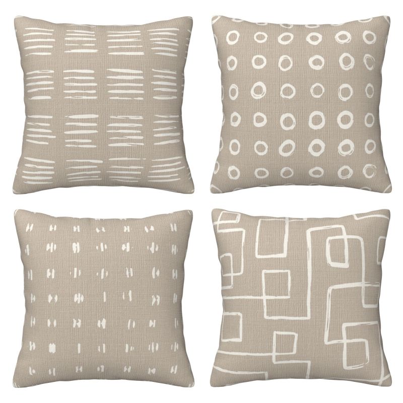 

4pcs - Linen Cushion For , Bedroom, Decor - (16x16, 18x18, )