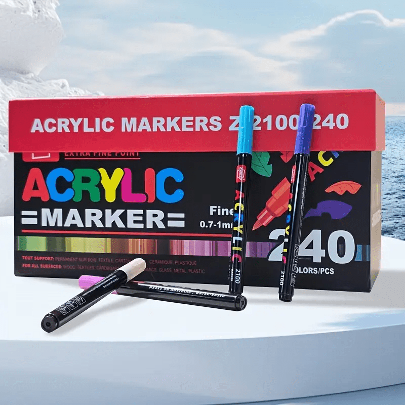TEMU Set de 240 stylos acryliques, stylos de , marqueurs , encre liquide, fournitures pour peinture sur , marqueurs pour , emballage élégant pour