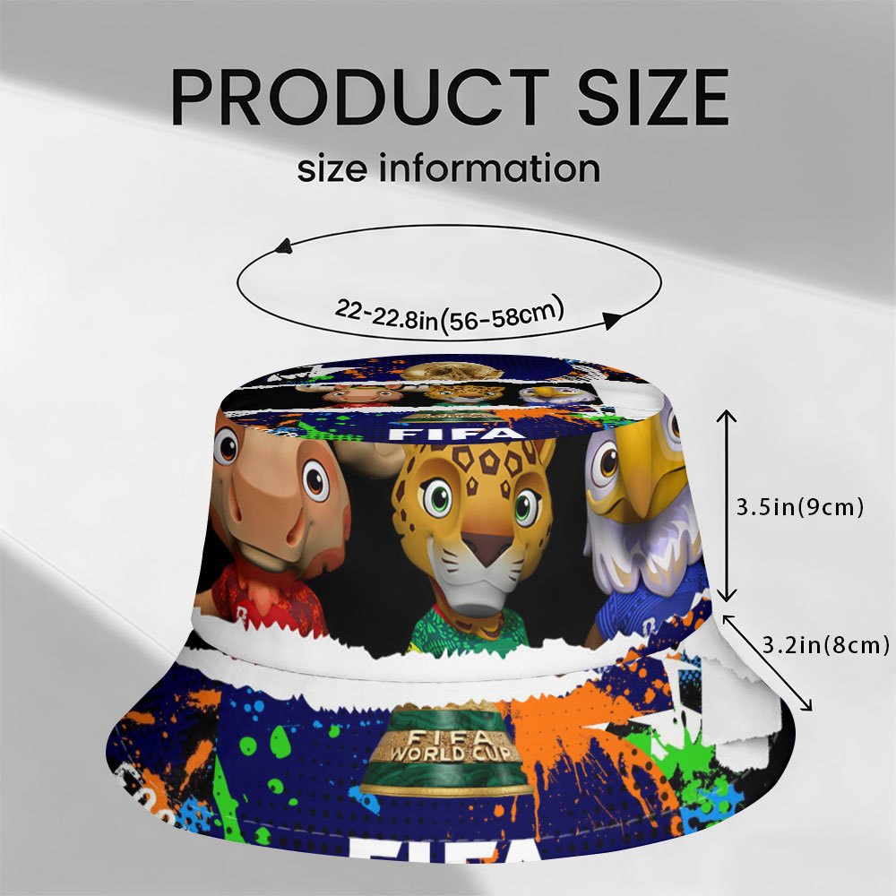 1pc FIFA World Cup Mascot Fisherman'S Hat - Selected Soft Fabric Bucket Hat, All-Over Print Design, More Comfortable to Wear, High-Quality And Durable