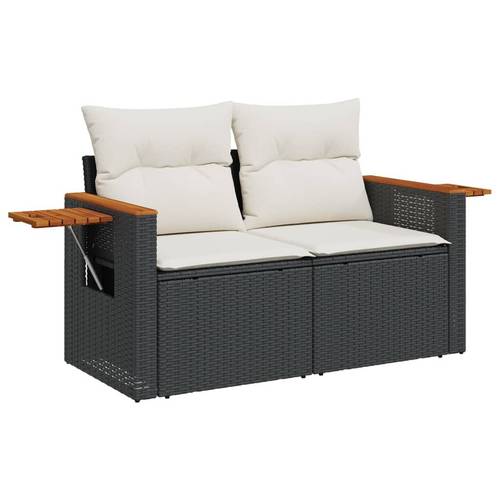 garden sofa with cushions 2 seater beige poly rattan 3