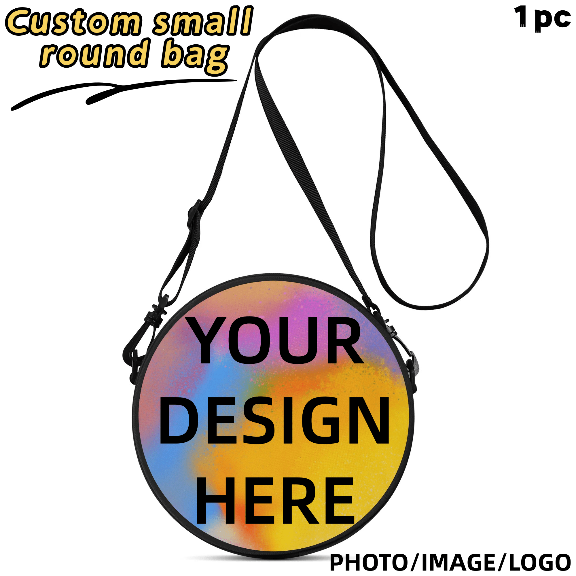 TEMU 1 Custom Round Shoulder Bag - A Personalized Diy Design Featuring Photos, Stylish Mini Crossbody Bag For Women, Ideal For Everyday Commuting,