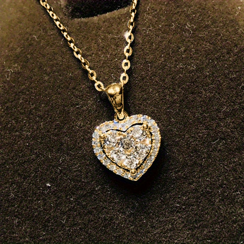 Image of Zirconia Heart Stainless Steel Necklace Women Trendy Minimalist Clavicle Chain Elegant Layering Jewelry For Daily Wear Additions