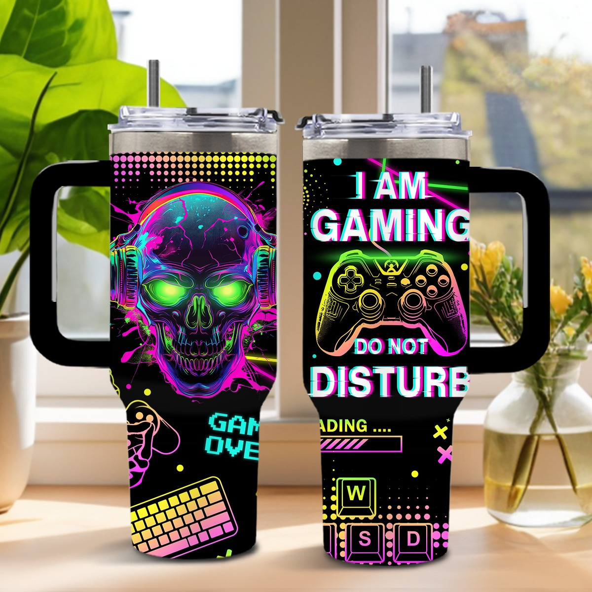 

Gamer Gifts For Men, 40oz Gaming Tumbler With Handle And Straw, Gamer Son Boyfriend Husband Men , Birthdays, Gaming Mugs, For Boys, Valentine's Day Gift, Water Bottle