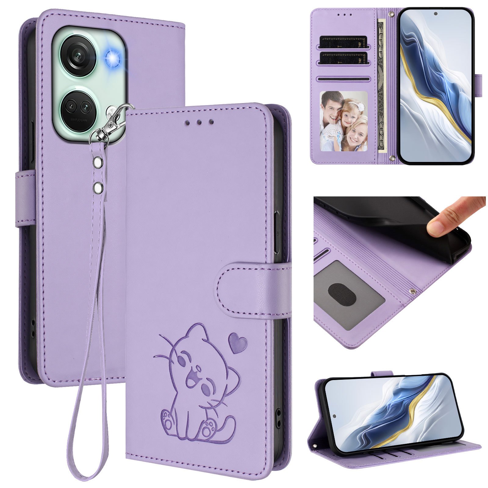 TEMU Phone Case: Synthetic Leather Wallet Case Compatible With /oneplus Ace 2v, Cute Kitten Design, With 3 Card Slots, 1 Wallet And Stand Function,