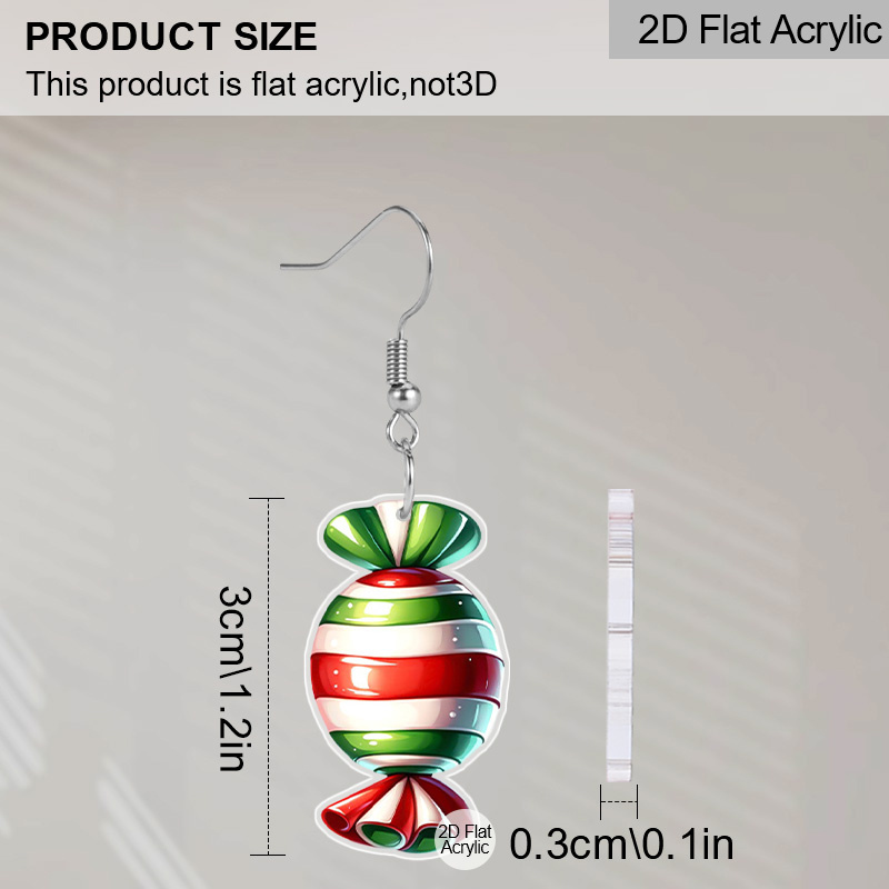Unique Red And Green Candy-Themed Acrylic Earrings