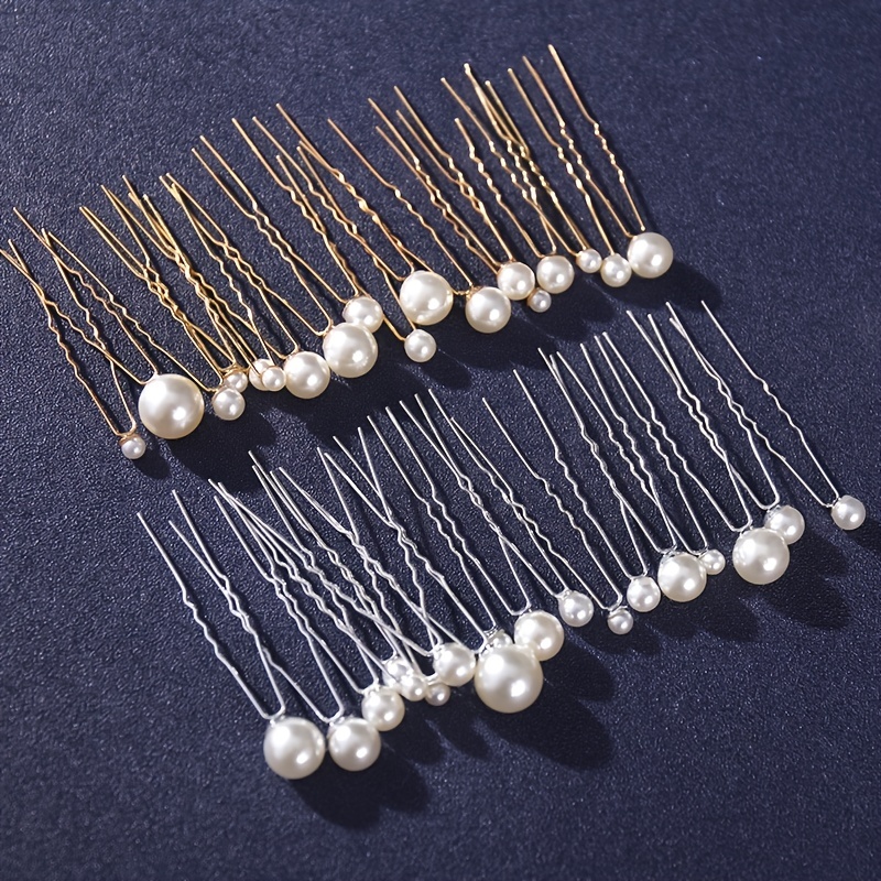 Random Size Pearl Fork Bridal Headpiece with U-Clip