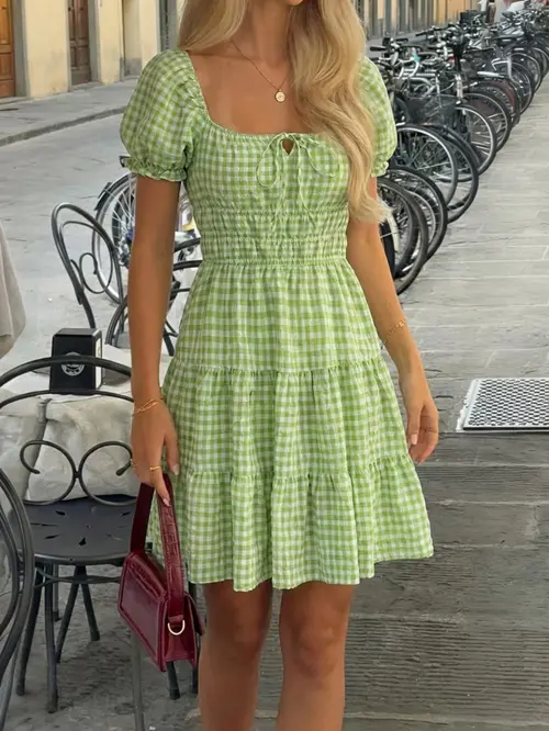 womens green gingham dress sold on Temu United States womens green gingham dress sold on Temu United States