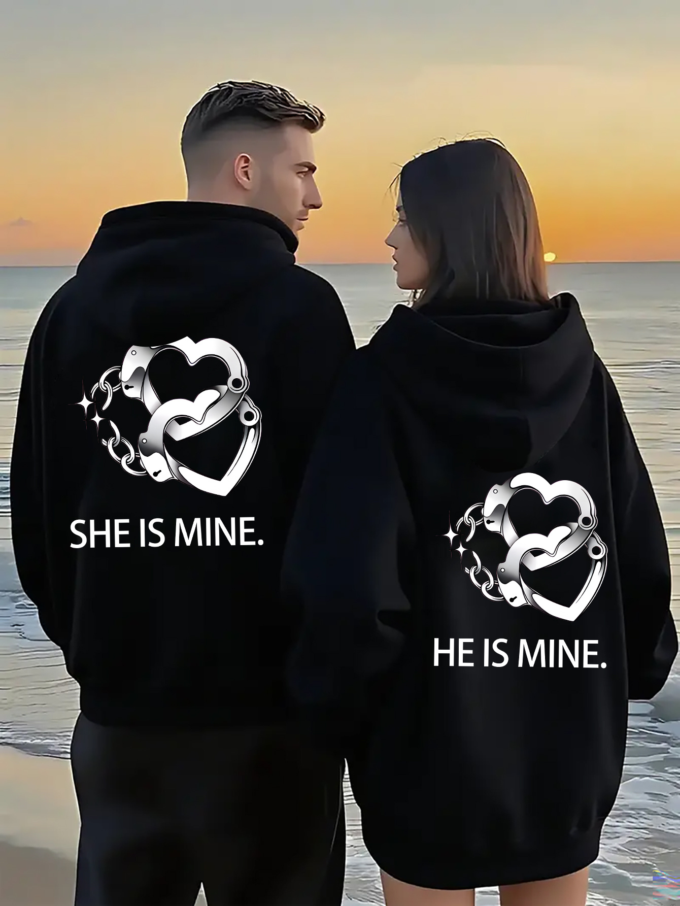 Couple Hoodie Printed Lightweight Quick-Dry Polyester Sweatshirt