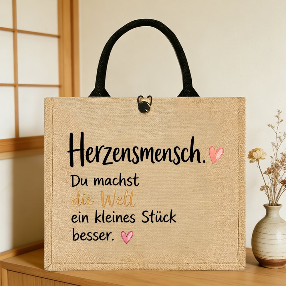 TEMU Gift For Her/him 2d Flat, 1pc Tote Bag, Versatile Use, Gift Jute Bag For Women, Trendy Easy Style Durable Large Capacity Heart Print Tote Bags