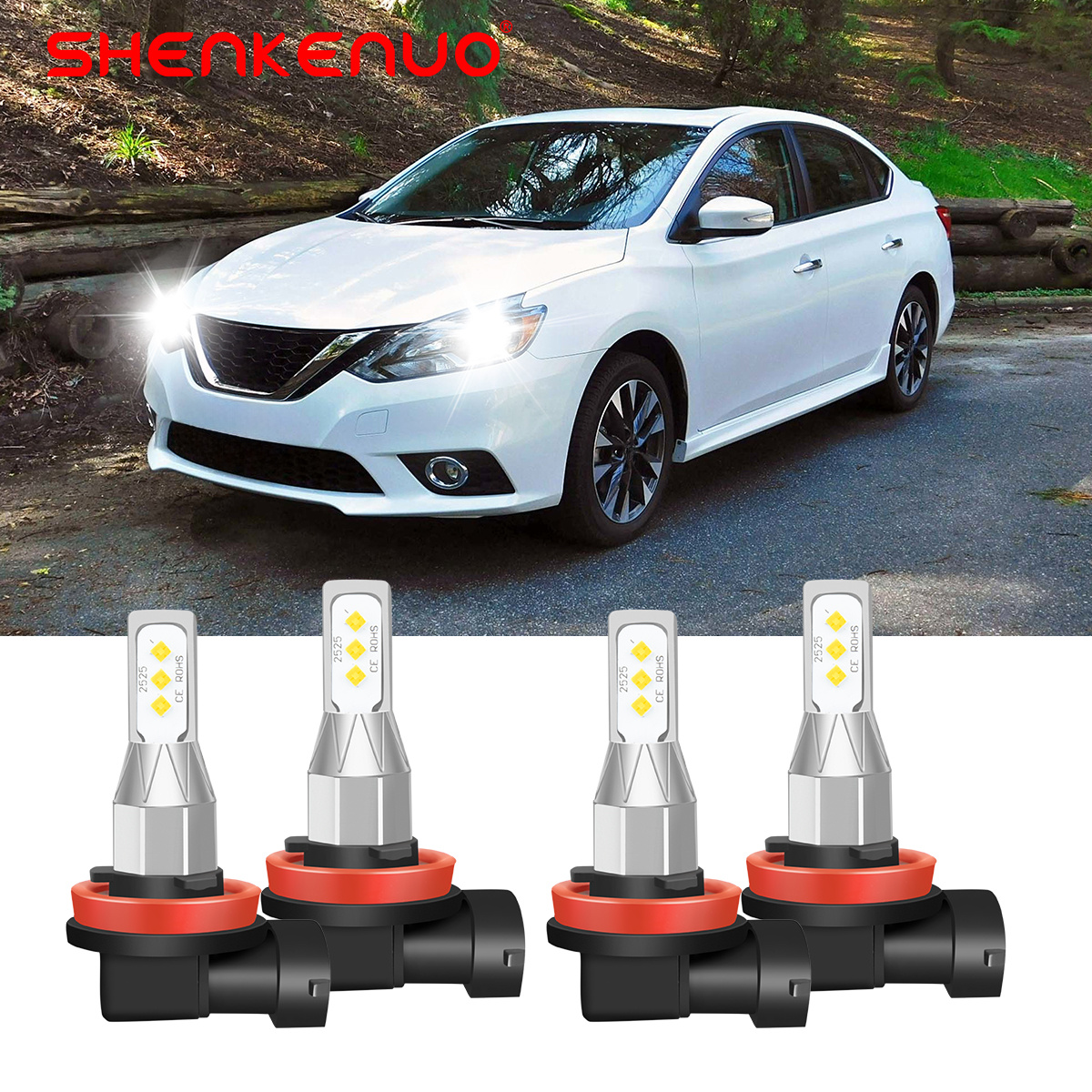 

For Sentra 2013-2019 4pcs White Led Headlight Bulbs