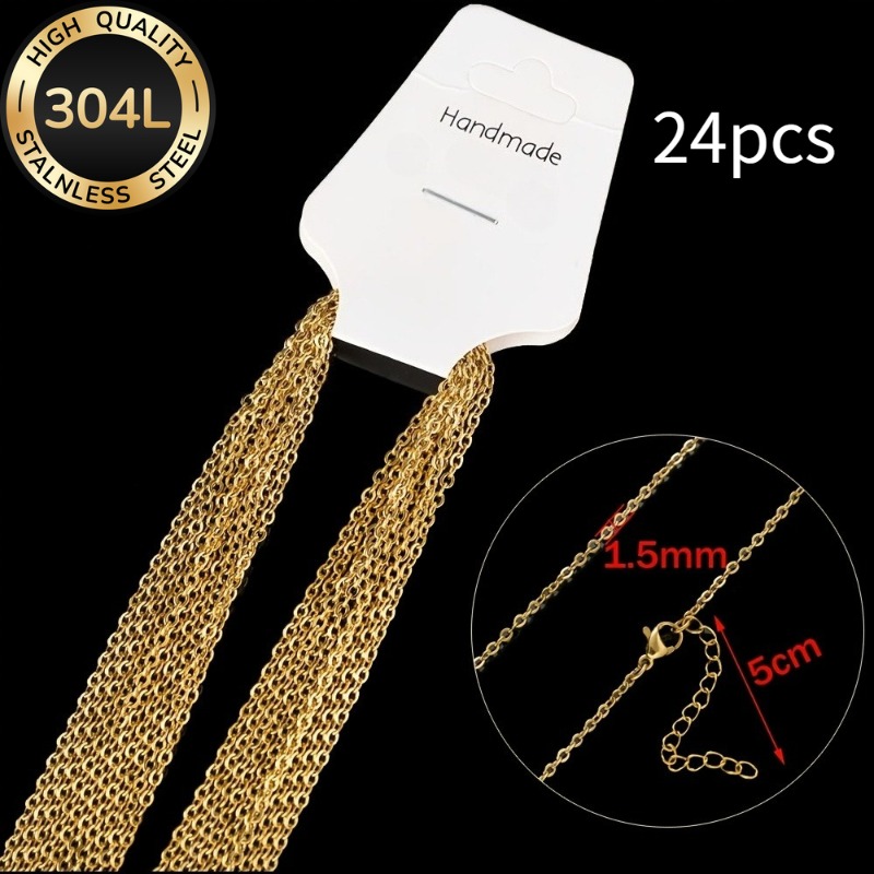 TEMU 24pcs Minimalist Versatile O-chain Necklace, 304l 304l Stainless Steel Chain Necklace, Easy And Fashionable, Comfortable And Versatile, Suitable