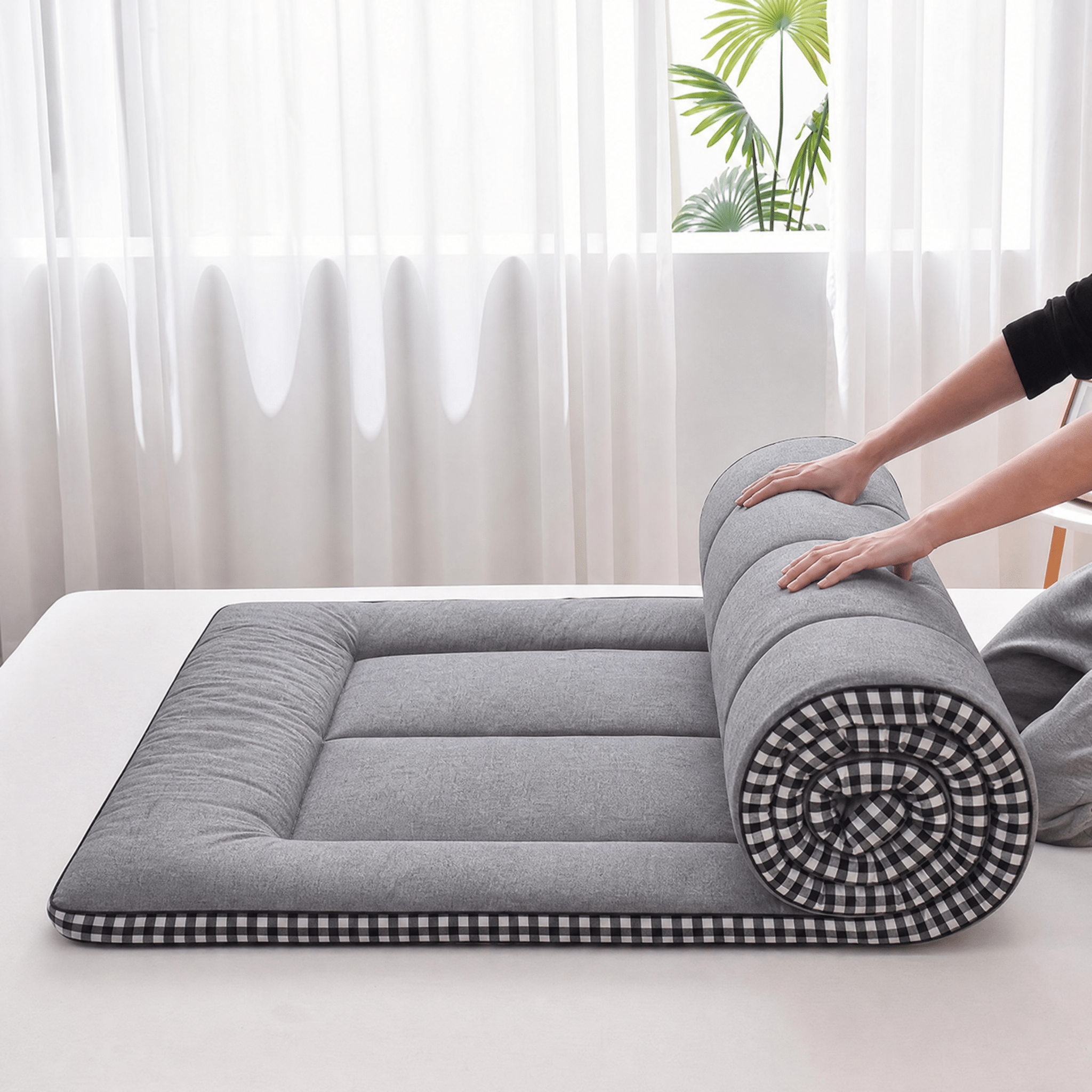 TEMU 【厚手】折りたたみ式フロアマットレス、ソフト畳寝具、ポータブルクッションベッドパッド（ゲストやシングル向け）