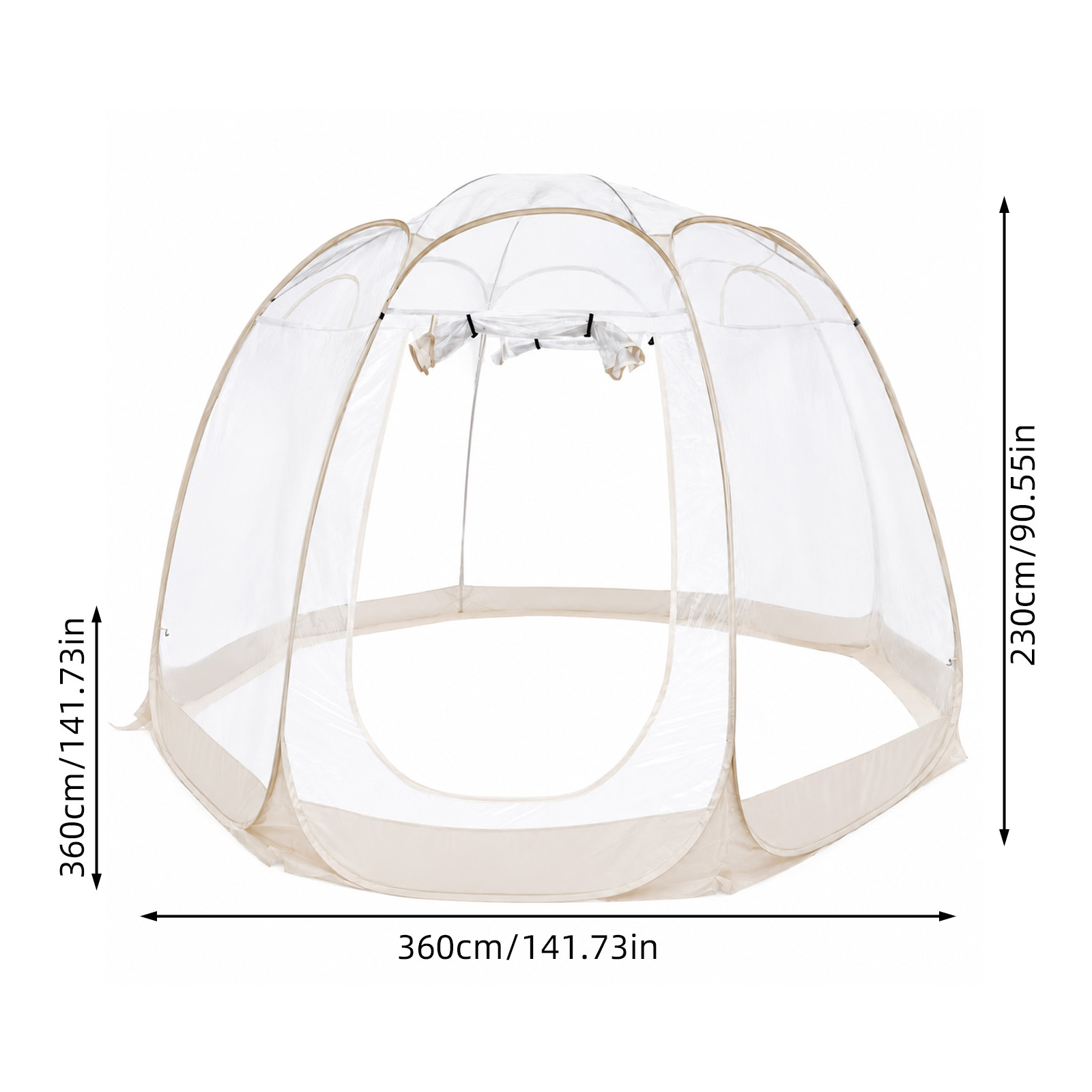 Image of 180*180/360*360cm Pop-up Bubble Tent - Transparent Instant Setup Round Dome Tent With Zippered Door, Outdoor Camping Shelter Suitable Backyard & Holiday Parties