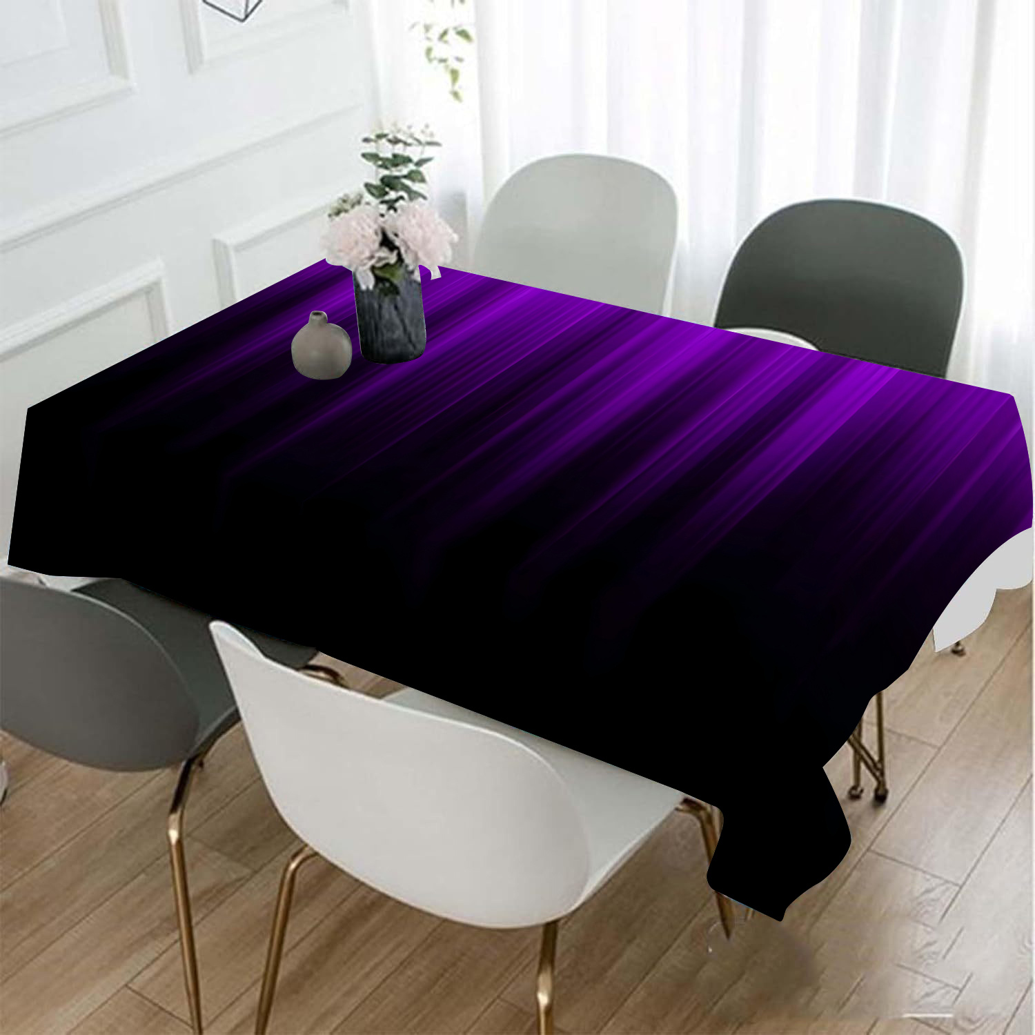 

Nappe texturée noir-violet adaptée aux réunions à domicile, salon, table à manger, table basse, , nappe anti-poussière, housse décorative rectangulaire