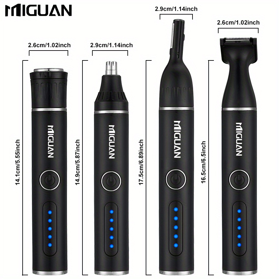 Professional USB Rechargeable Multi-Functional Grooming Kit for Nose, Ear, Beard, and Eyebrow Hair with Portable Design