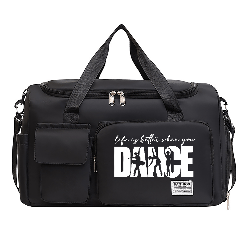 TEMU 1pz Borsa Grande Capacit� con Scomparto per Scarpe - Borsa Adatta per Palestra, Viaggi - Tracolla Regolabile, Sezione con Cerniera per Scarpe,