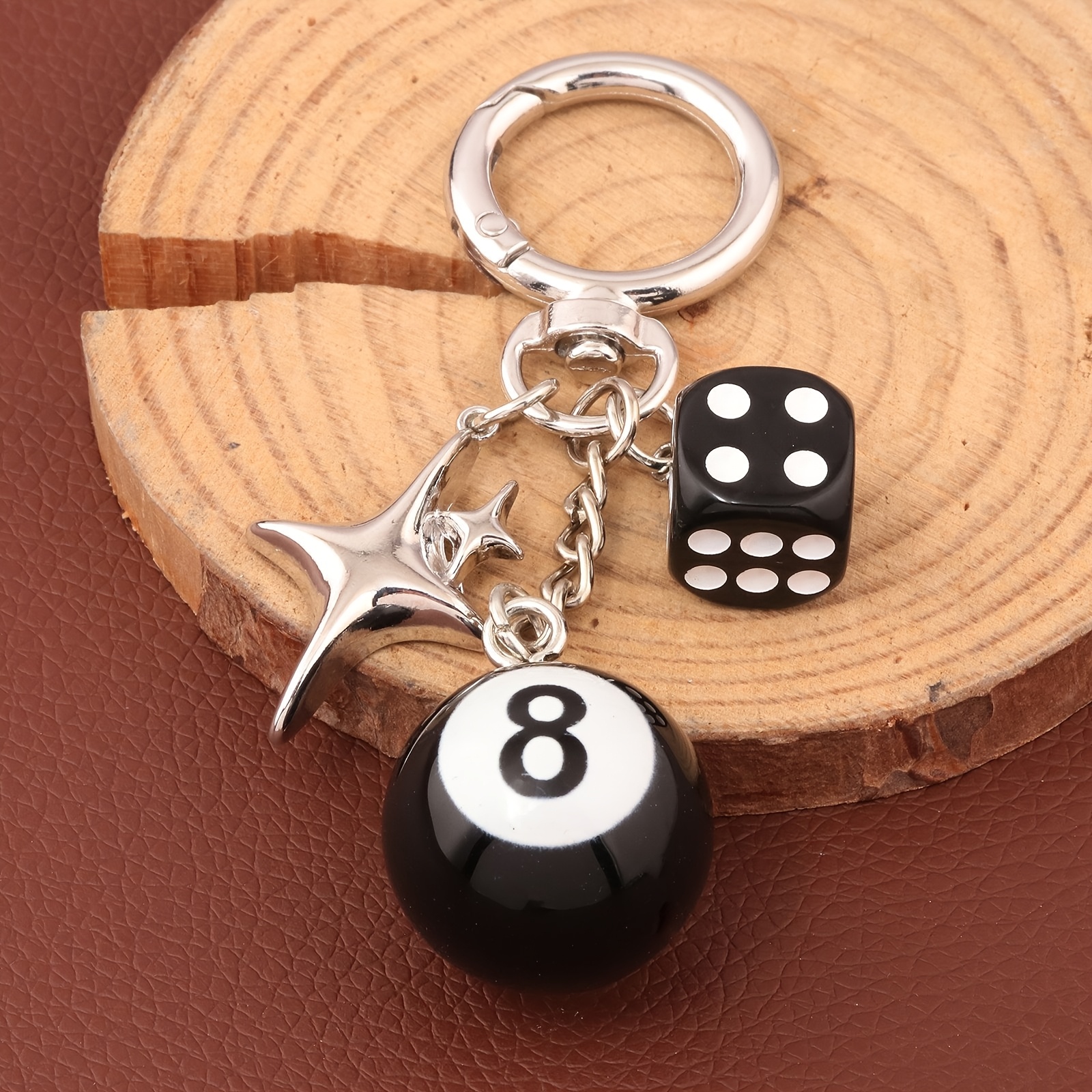 TEMU Retro Style Star Dice Pendant Keychain, Premium Handmade Decor Additions For Men, Ideal For Bag Key Car Decoration And Gift Use 1pc