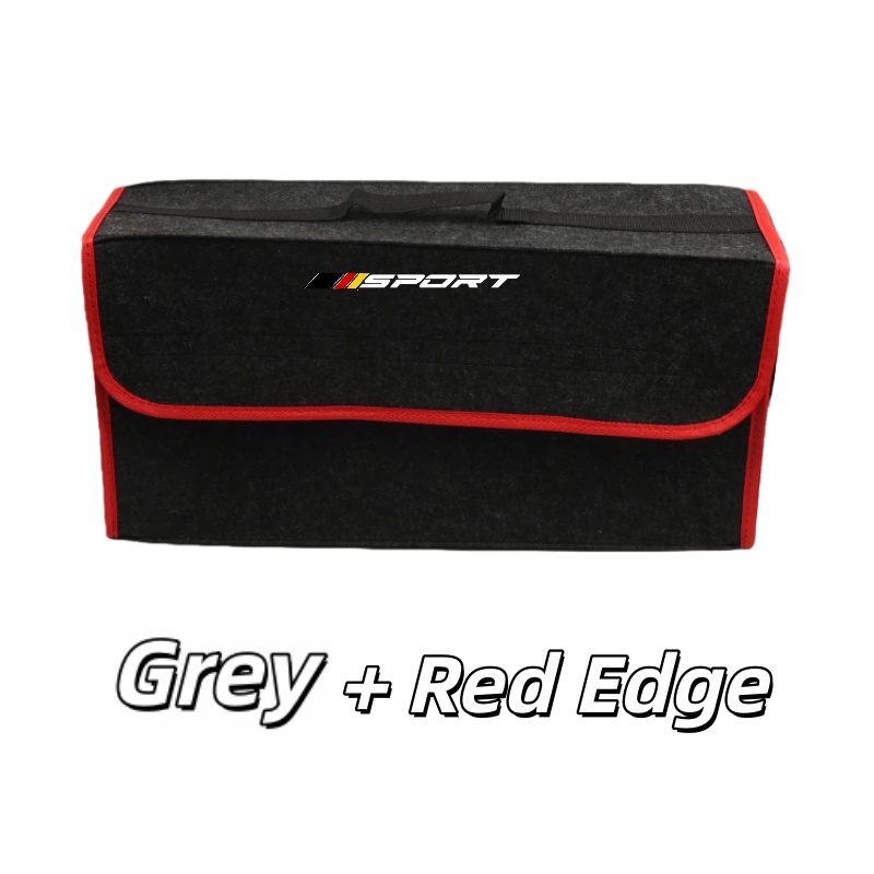 Foldable Car Trunk Box - Gray Felt Storage With Trim, Portable Handle Suitable For Car Interior, Foldable Design For Space-, For Vehicle Models