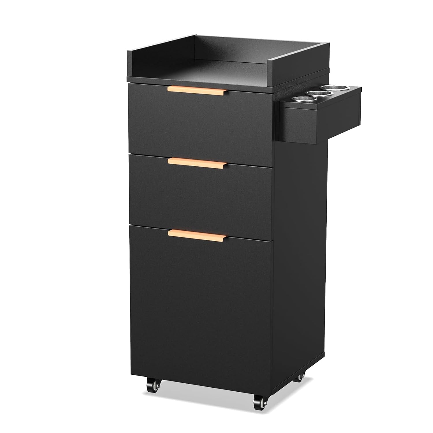 Mobile Salon Cart With Wheels - 3-tier Rolling Hair , Heavy-duty Wood, Adjustable Shelf & 2 Drawers, Hair Dryer Holder - Space-saving Beauty Organizer For Salon, Barber, Spa, Nail & Mobile Use