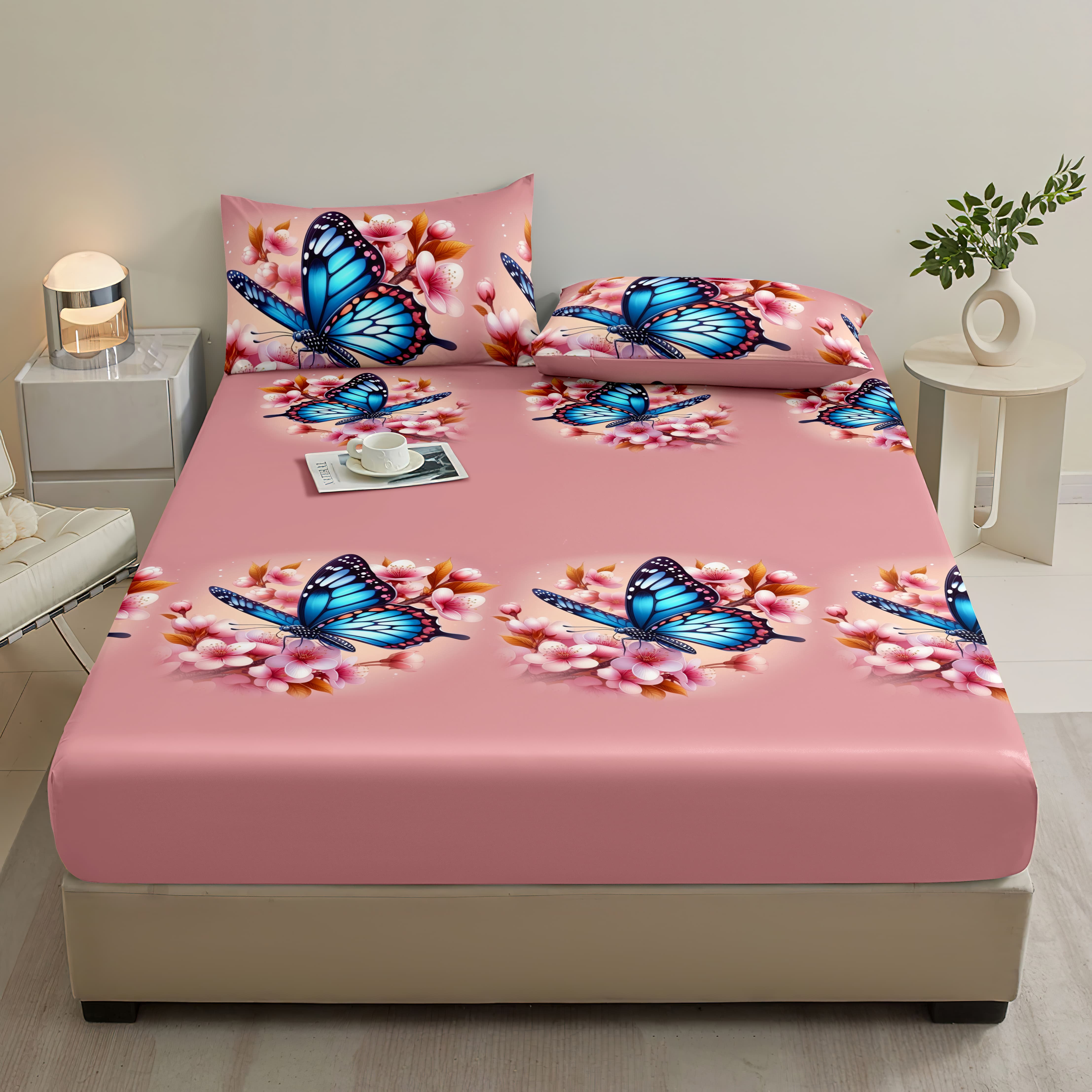 TEMU Set Biancheria da Letto Rosa 3 Pezzi - e Confortevole con Lenzuolo con Angoli e Copripiumino, Misura Singola/Double - Protezione e Federe (2