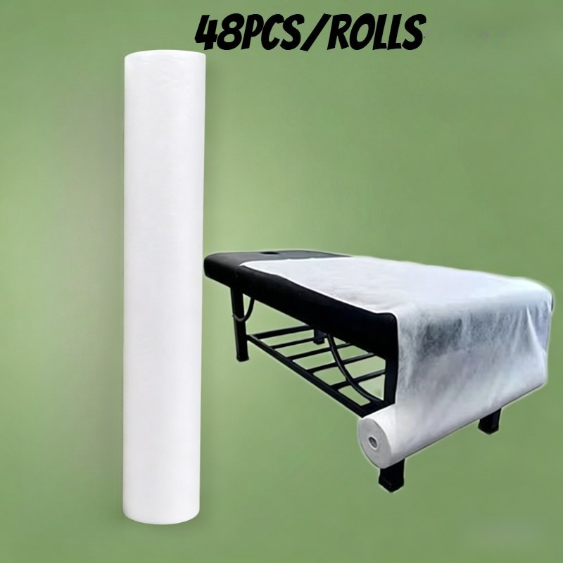 Image of Salon & Spa Disposable Massage Bed Sheets - 48 Sheets Non-woven Mattress Sheets, Headrest Paper Roll, Table Cover & Tattoo Supply