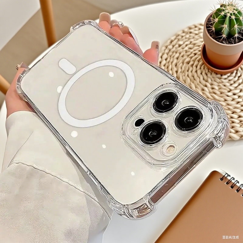 Phone Case - Transparent Magnetic Anti-Drop Four-Corner Phone Case for Iphone 12 13 14 15 16, for Iphone 12 13 14 15 16Pro, for Iphone 12 13 14 15 16Promax, Easy And Convenient Bright Phone Case