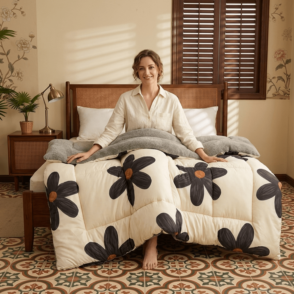 Image of Luxurious Soft Thick Warm Comforter Suitable For - Microfiber-filled Bedspread Machine Washable Comforter For Perfect For Bedroom & Hotel Use