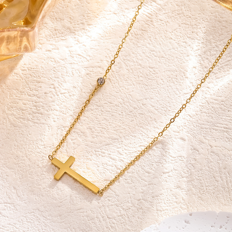 Ladies' High-End Stainless Steel Cross Necklace