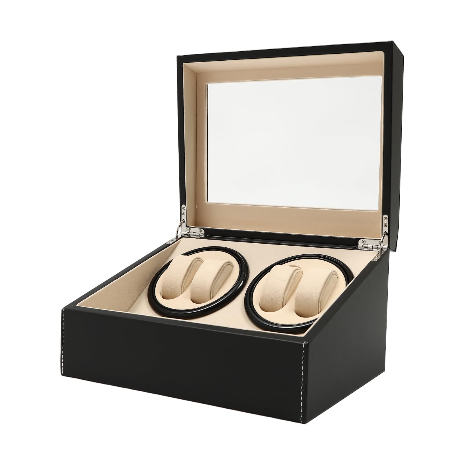 Savvyyshopper Watch Storage Box, 4+6 Faux Leather Watch Display Case With Automatic Rotation And Soft Watch Cushions