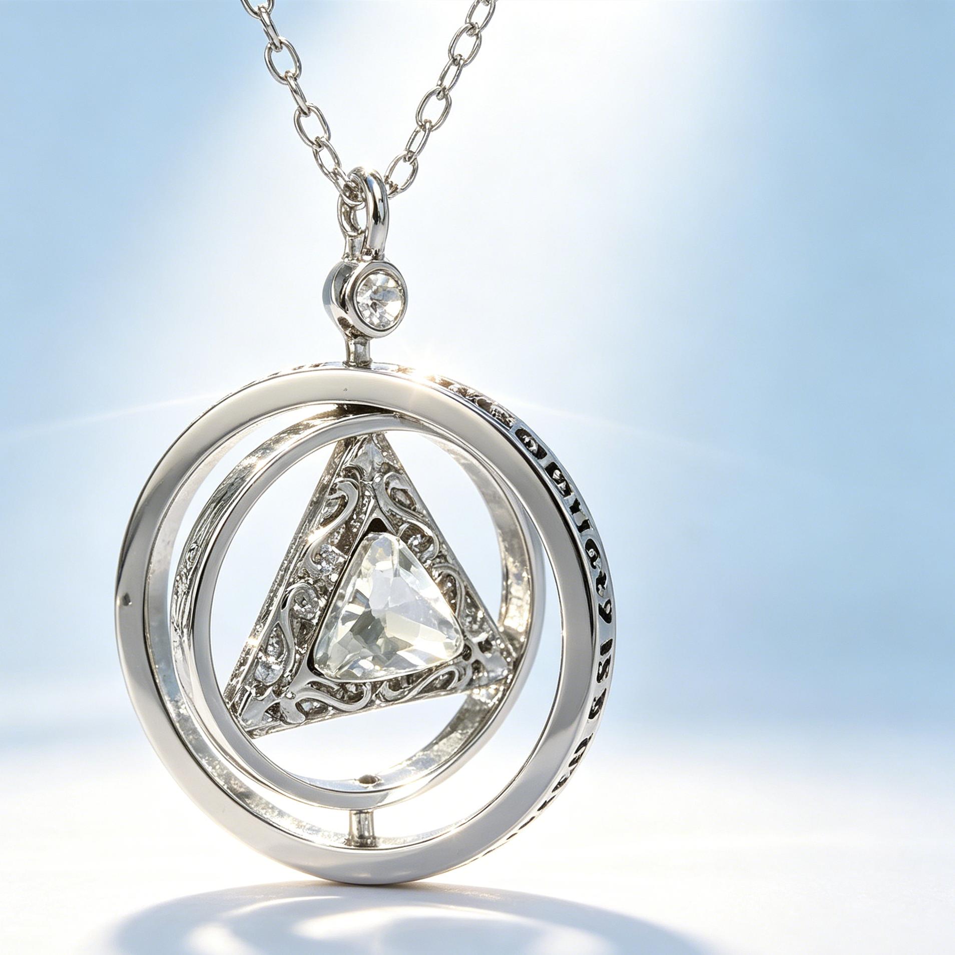 TEMU Collier de sobriété AA rotatif pour femme et homme, pendentif tournoyant en alliage de avec CZ, gravé "Votre sobriété est une affaire sérieuse",