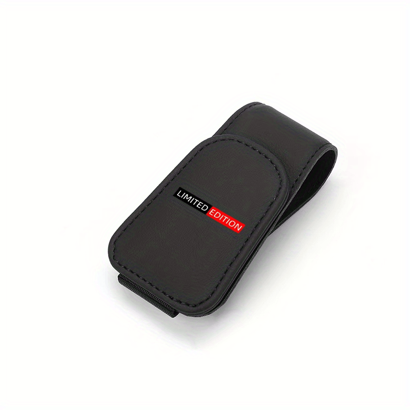 TEMU 1pc Edition Magnetic Car Sun Visor Glasses Holder, Leather Auto Eyeglasses Clip, Compact Multi-functional Ticket Organizer, , Compatible With Car Models, Car Accessories