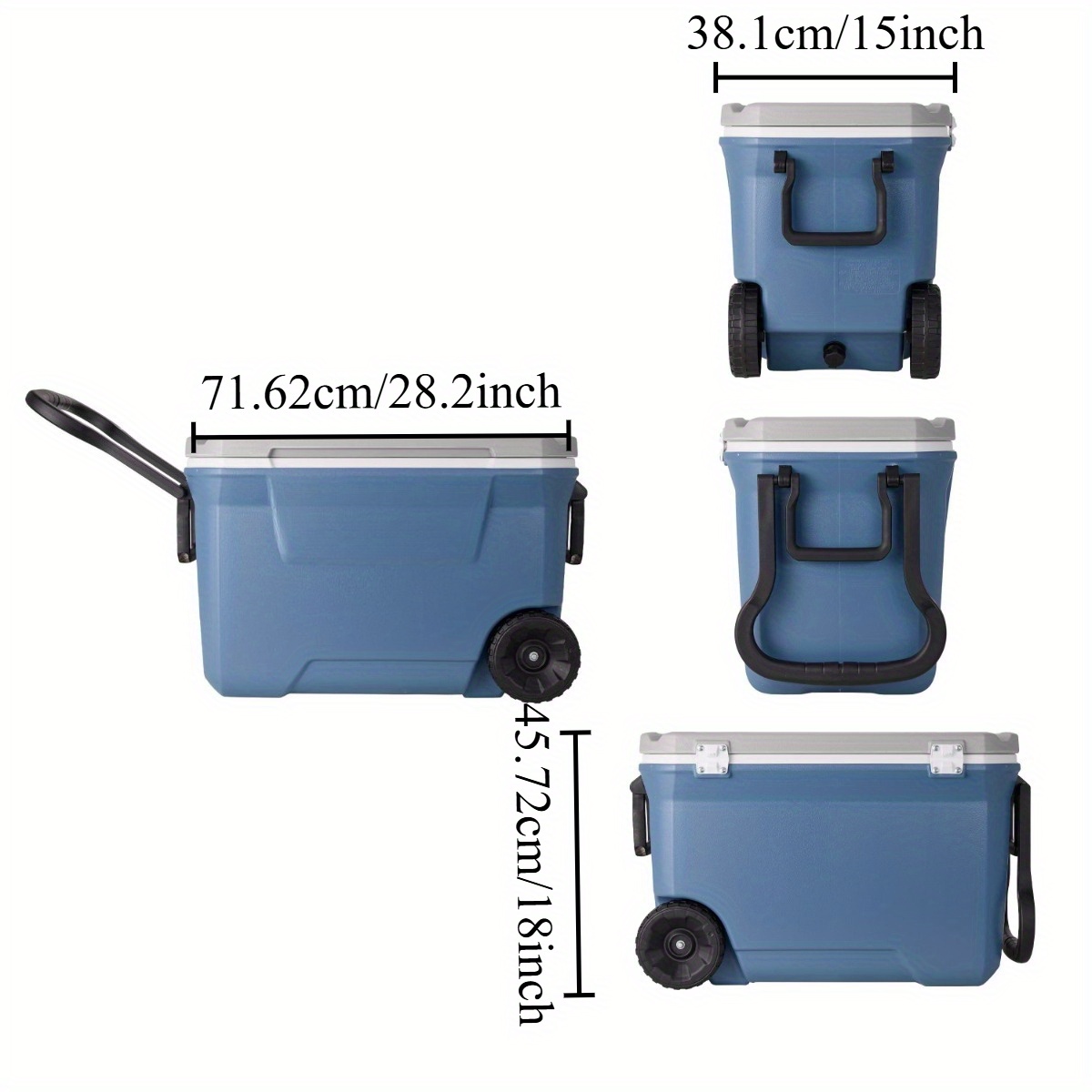 Heavy-Duty Outdoor Refrigerator Cooler with Wheels - 62 QT Large Capacity, Food-Safe Insulated Construction, Leak-Proof Drain Plug & Lining - for Camping, Tailgating, Parties, Events - Lakeside Blue Portable Freezer Replacement