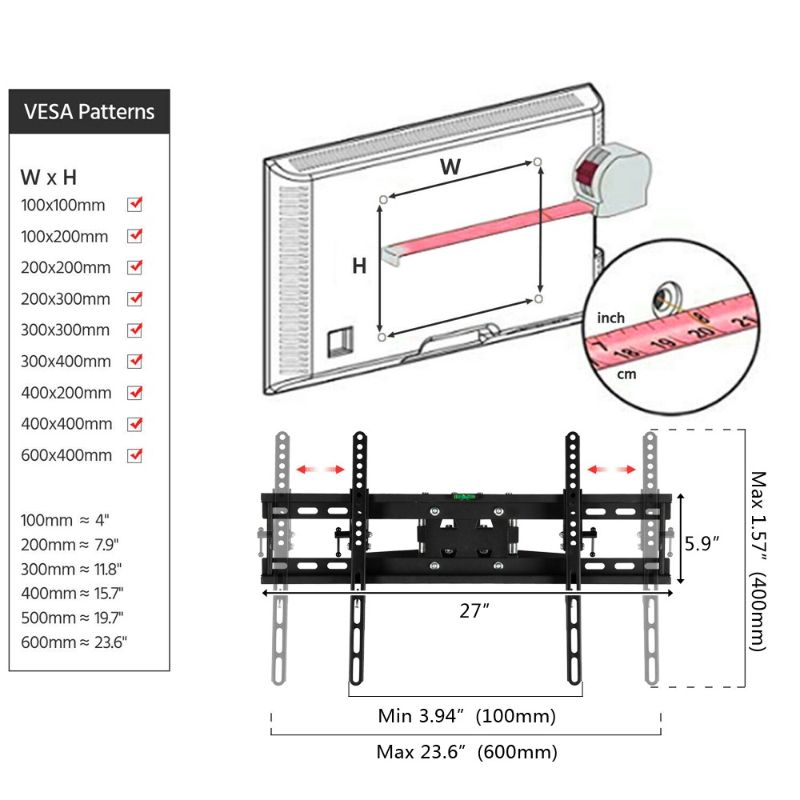 Heavy Duty TV Wall Mount Bracket for 32-70 Inch Screens