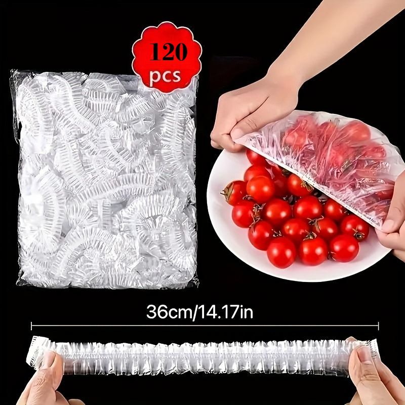 Image of Peejaa-120pcs Reusable Elastic Food Storage Lids - Transparent Expandable Plastic Bowl Dish Sealing Films, Unscented, Perfect Alternative To Aluminum Foil And Adhesive Wraps