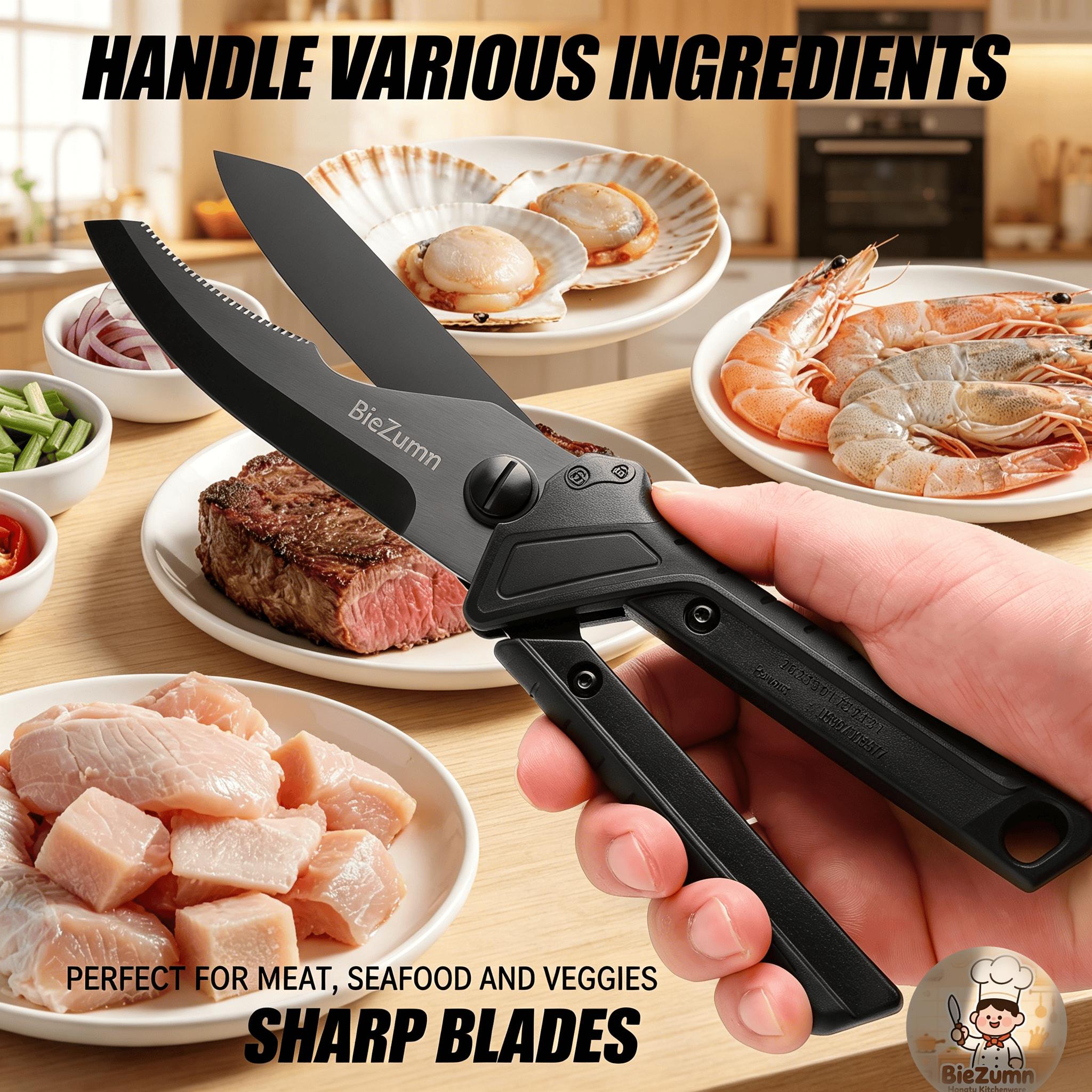 TEMU Multi-functional Kitchen Scissors That Can Cut And Shear, Foldable Storage Design, Stainless Steel Blade, Preparation Essential Tool
