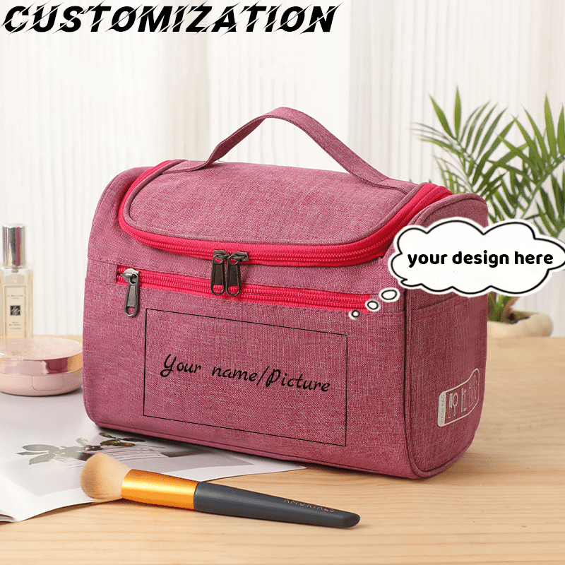 TEMU Customized Personal Women's And Toiletry Bag, Double-zipper Travel Cosmetic Organizer With Customizable Name/pattern Options. Accessory Pouch In