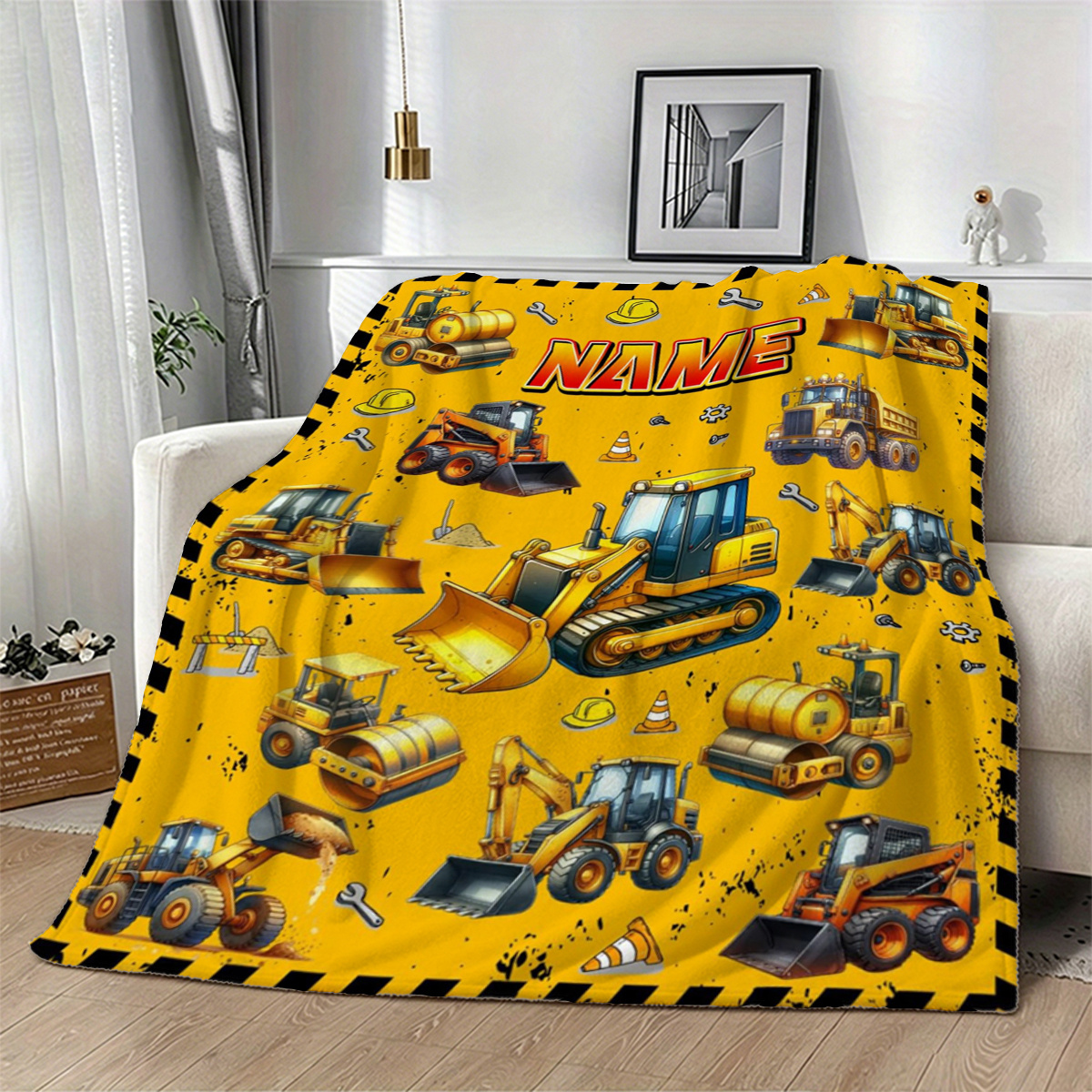 Customizable Name Engineering Vehicle Fleece Blanket