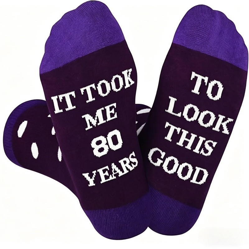 TEMU 1 Pair Women's Polka Dot 80th Birthday Socks, 80th Birthday Socks For Women, Gift For Grandma, Mom, 's Birthday Present, Gift, Christmas Gift,