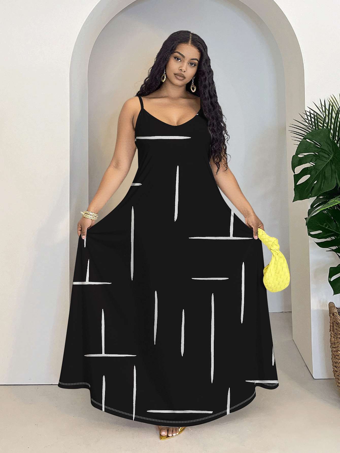 black and white a line dress sold on Temu United States