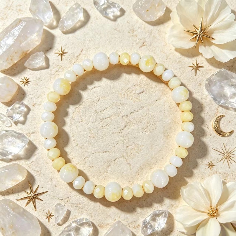 Pale Yellow Mixed-Color Bead Bracelet