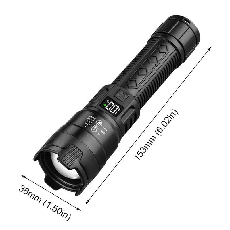 High-Capacity Rechargeable LED Flashlight with Tactical Zoom, Featuring a 1200Mah Built-In Battery, Ideal for Outdoor Emergencies, Fishing, And Camping.