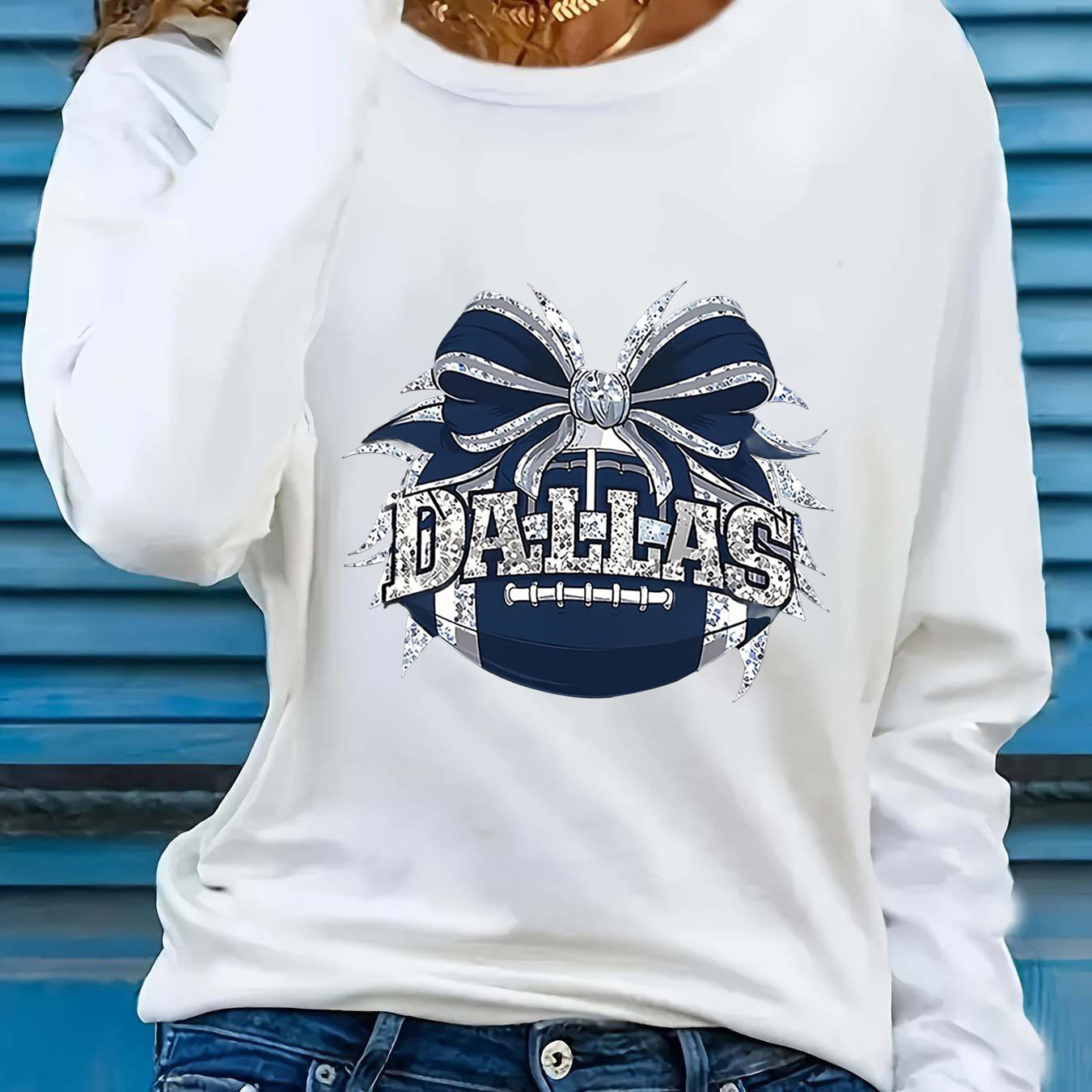 

1pc - Women's Long Sleeve T-, Polyester Top Pattern,