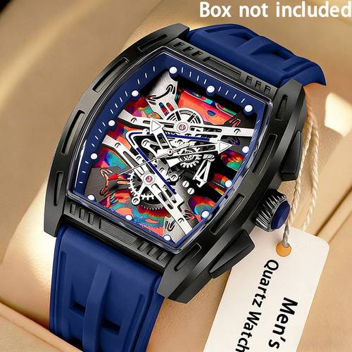 top brand mens shape watches luxury male quartz wristwatch trendy retro for men silicone strap fashion trend mens business watch holiday birthday gifts