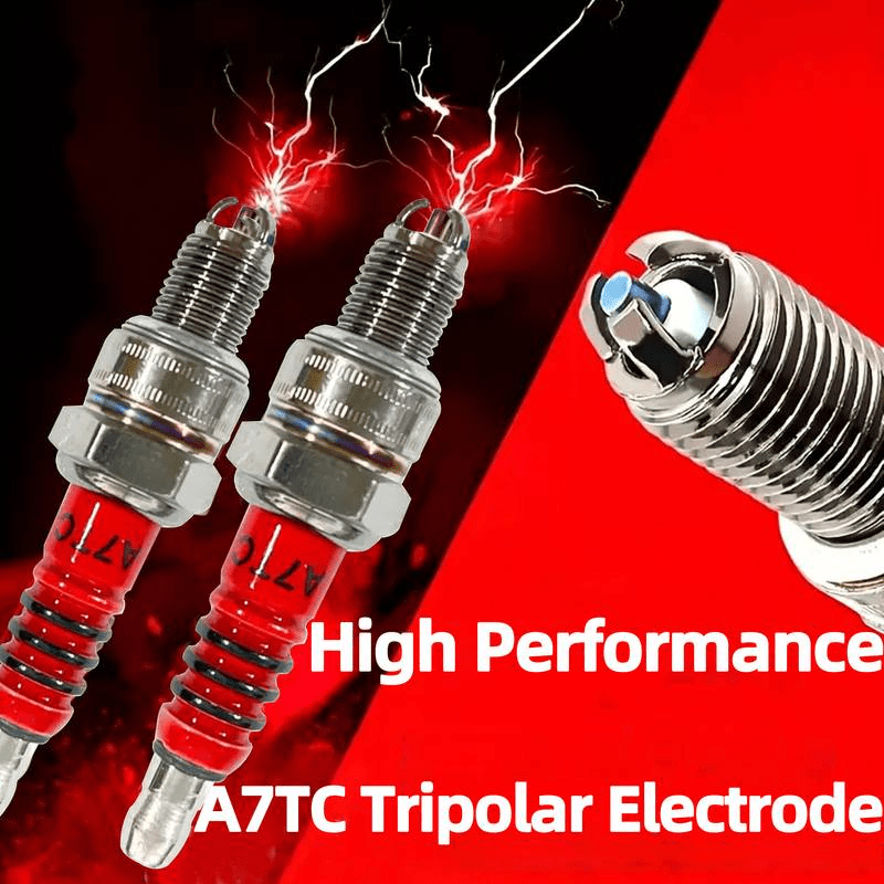 

High-performance A7tc Electrode Plug - 1pc, Stainless Steel, Ideal For 50cc To 150cc , Motorcycles, Dirt Bikes & Go-karts, Spark Plug With Red