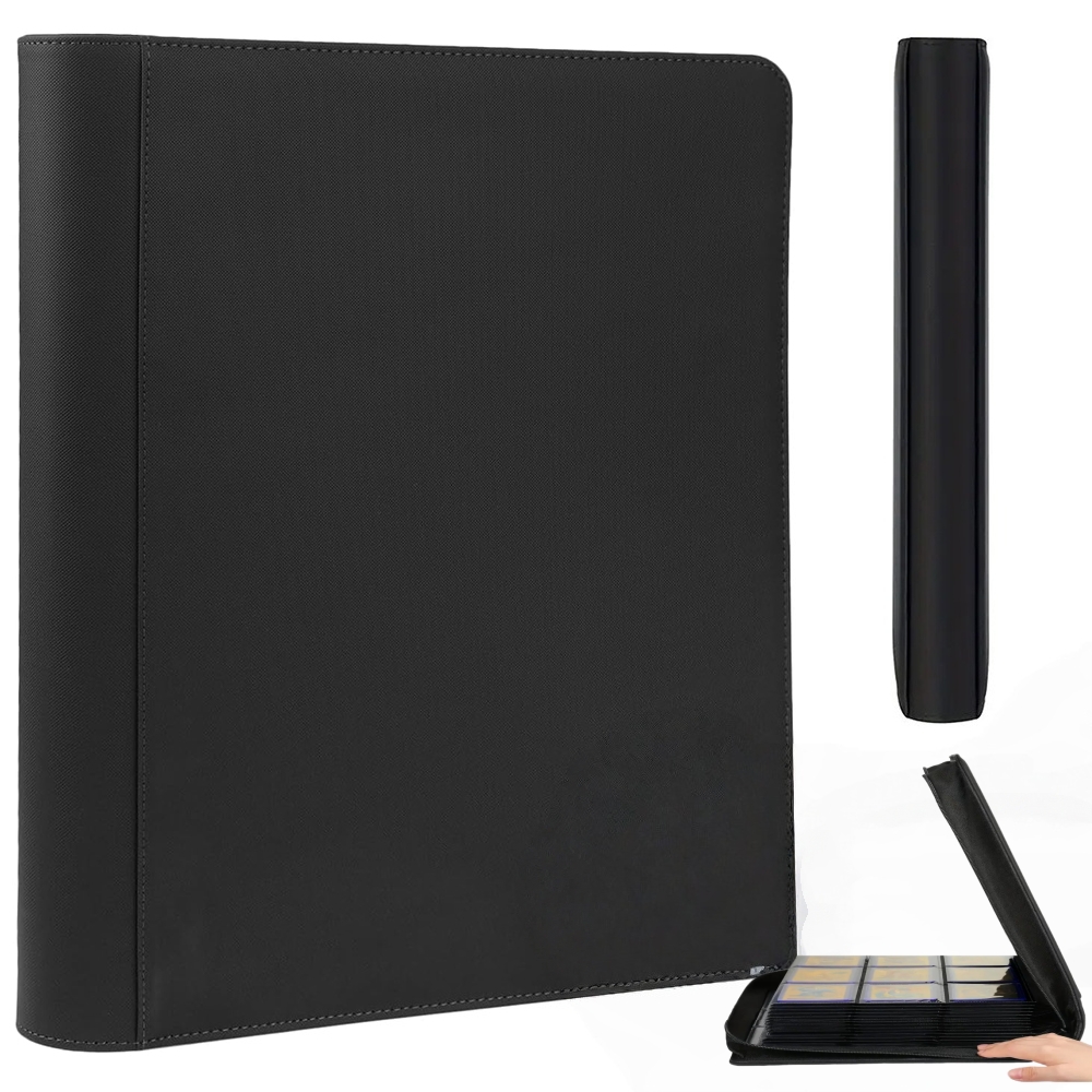TEMU Portable Pu Card Collection Book Large Capacity With 288 Pockets 16 Pages Zipper Long- Storage For Sports & Trading Cards, Secure Storage Case