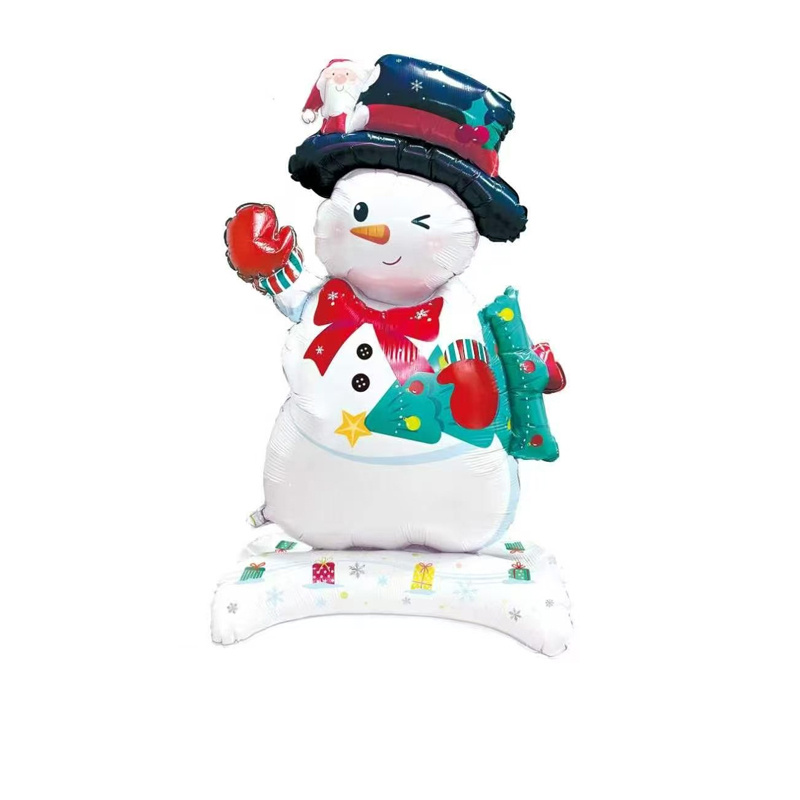 TEMU 1pc 62-inch Standing Black Hat Snowman Hugging A Tree Shaped Balloon, Birthday Christmas Party Atmosphere Decoration, Gathering Event Gift Prop,