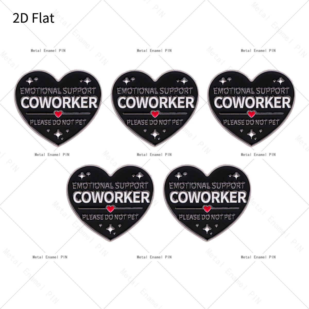 TEMU 2d Flat, 2d Flat 5pcs Set "emotional Support Coworker" Funny Quote Lapel Pin, Enamel Pins And Brooches, Badge Pins For Backpacks, Bags, Cool