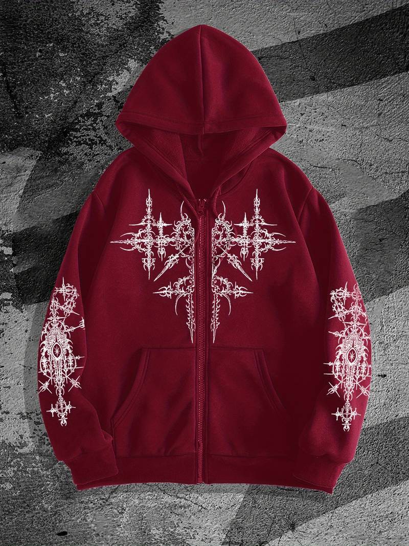 Sweat à Capuche Homme Style Gothique Vintage - Imprimé Tête De Mort, Streetwear Confortable Automne-hiver
