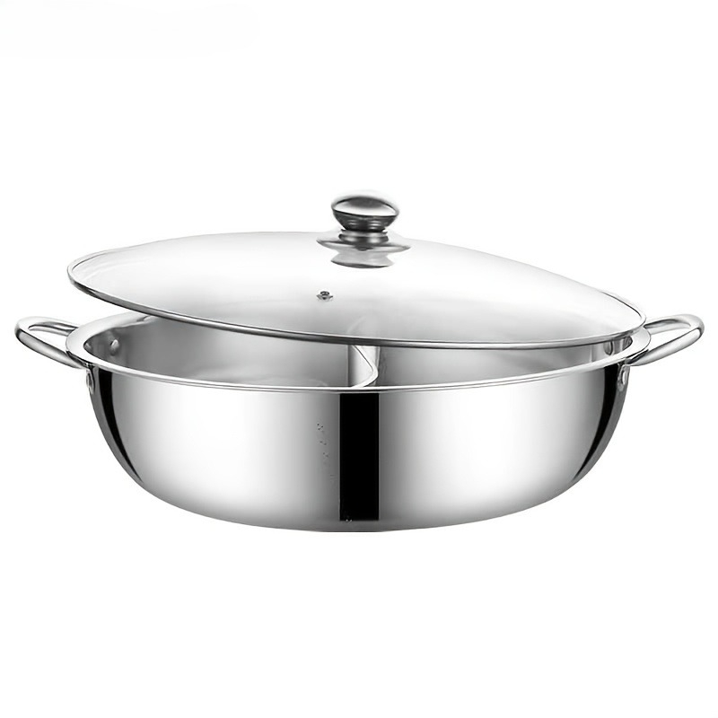 TEMU Large Stainless Steel Hot Pot With Handle, Induction And Gas Compatible Pot, Food-grade Mirror Polished For Family Gatherings, Parties, And